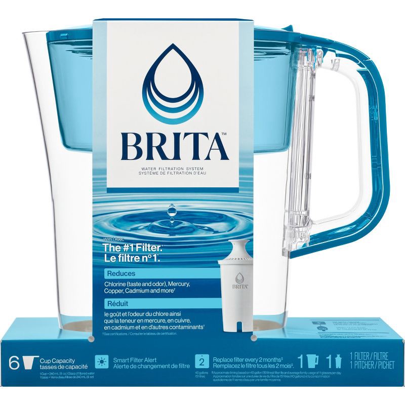 slide 5 of 10, Brita Water Filter 6-Cup Denali Water Pitcher Dispenser with Standard Water Filter - Teal, 1 ct