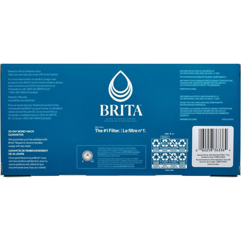 slide 10 of 10, Brita Water Filter 6-Cup Denali Water Pitcher Dispenser with Standard Water Filter - Teal, 1 ct