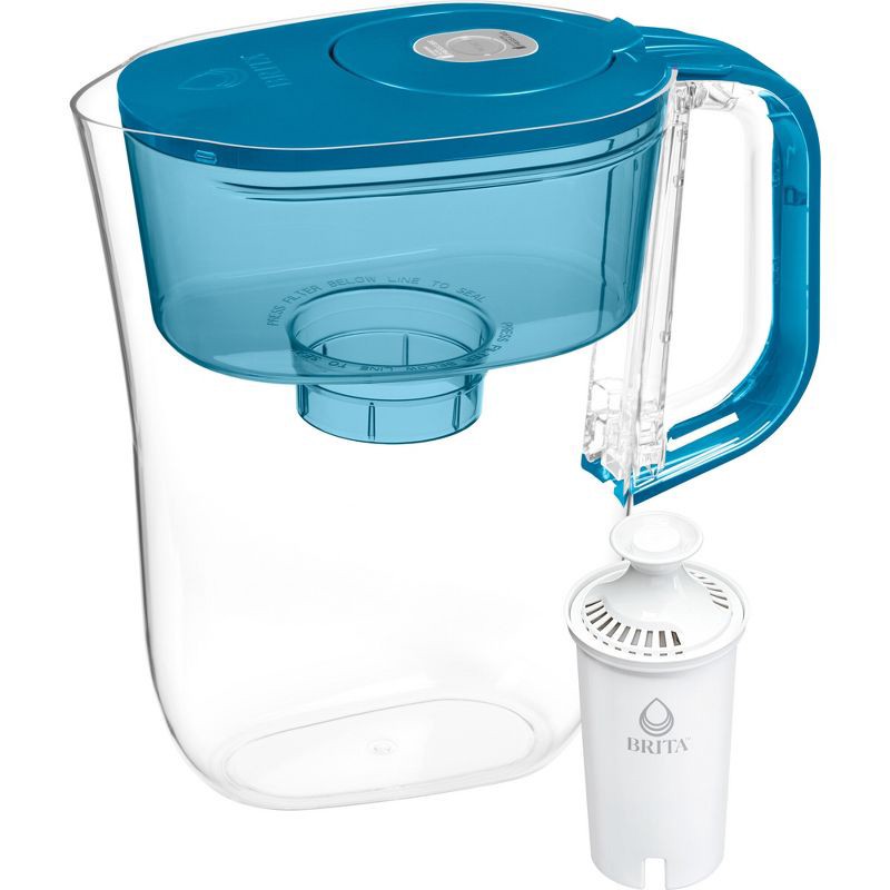 slide 1 of 10, Brita Water Filter 6-Cup Denali Water Pitcher Dispenser with Standard Water Filter - Teal, 1 ct