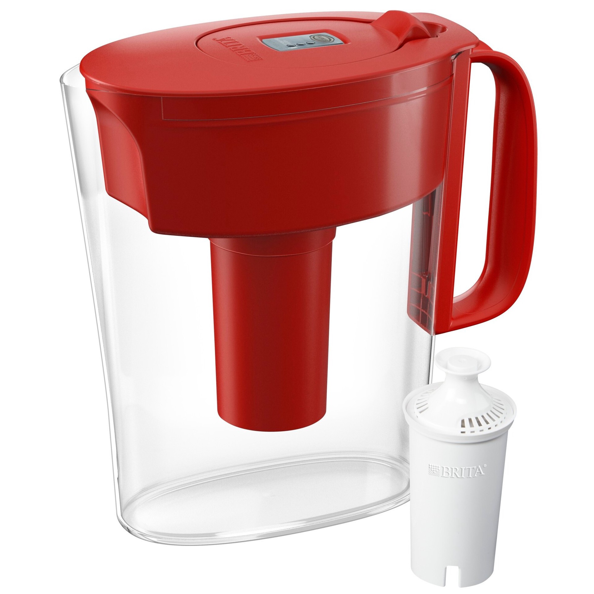 slide 1 of 6, Brita 6-Cup Metro Water Pitcher Dispenser with Standard Water Filter - Red, 1 ct