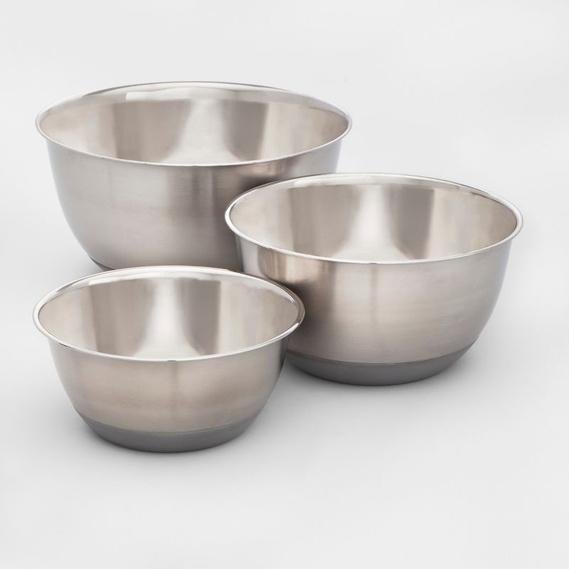 slide 1 of 1, 3pc Stainless Steel Non-Slip Mixing Bowls - Made By Design, 3 ct