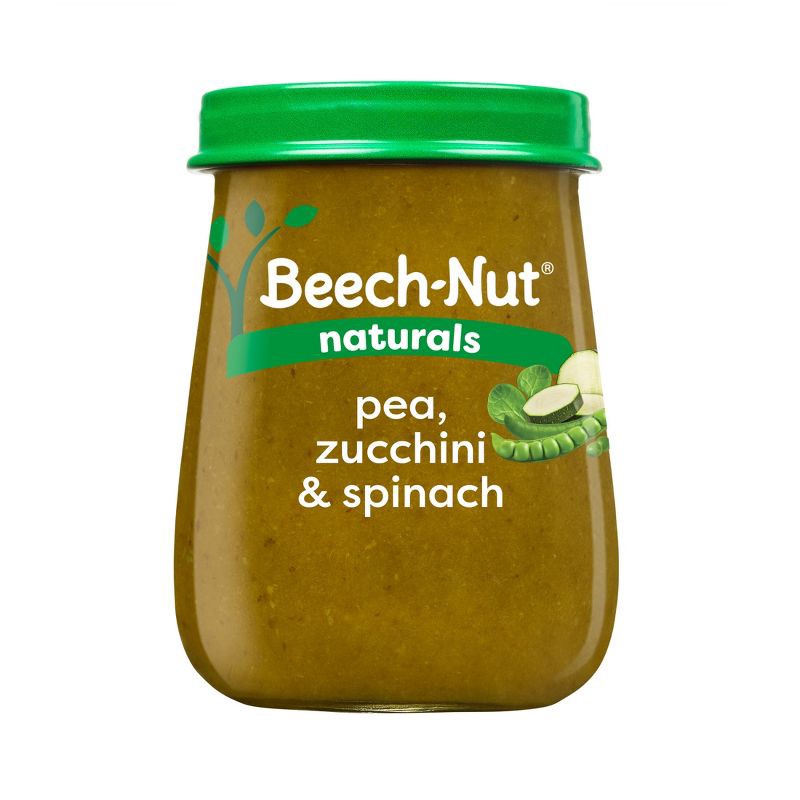 slide 1 of 12, Beech-Nut Non-GMO Naturals Spinach, Zucchini & Peas Baby Food Jar - 4oz: Infant, 2nd Stage, Pureed, Ready to Eat, 4 oz