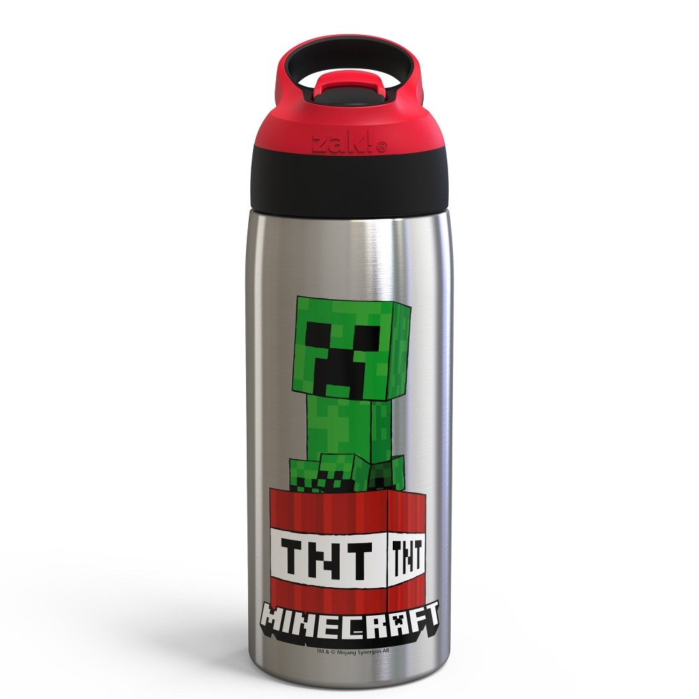 Minecraft Stainless Steel Water Bottle Red/Green - Zak Designs 19 oz