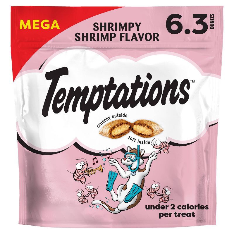 slide 1 of 10, Temptations Classic Shrimpy Shrimp and Seafood Flavor Crunchy Cat Treats - 6.3oz, 6.3 oz