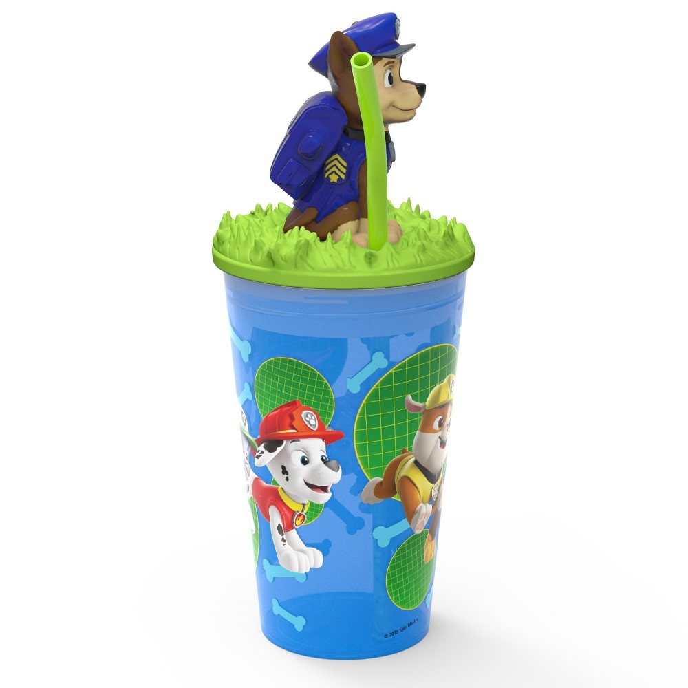 slide 4 of 4, PAW Patrol Marshall Plastic Cup with Lid and Straw Blue/Green - Zak Designs, 15 oz