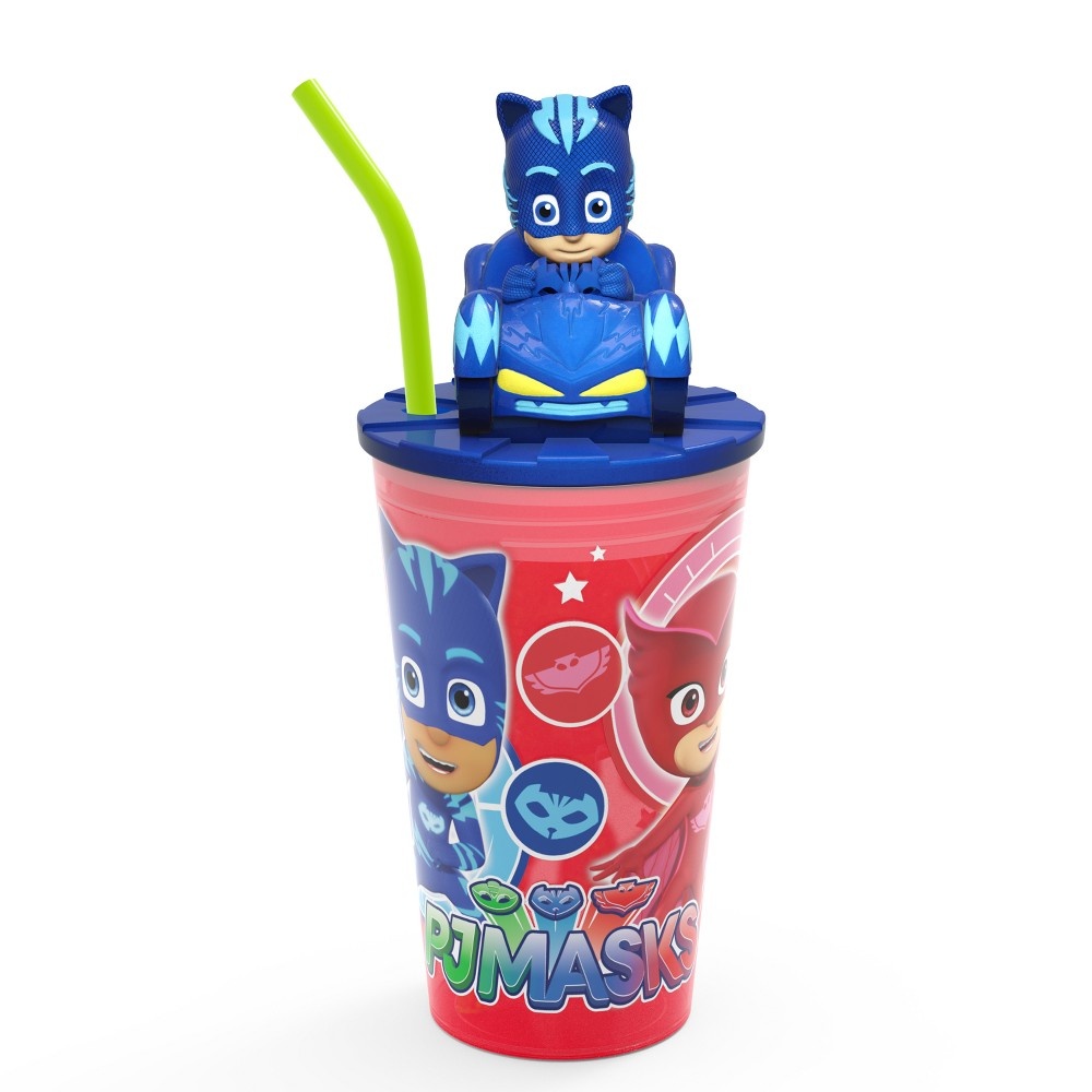 slide 2 of 5, PJ Masks Catboy Plastic Cup With Lid And Straw Red/Blue - Zak Designs, 15 oz