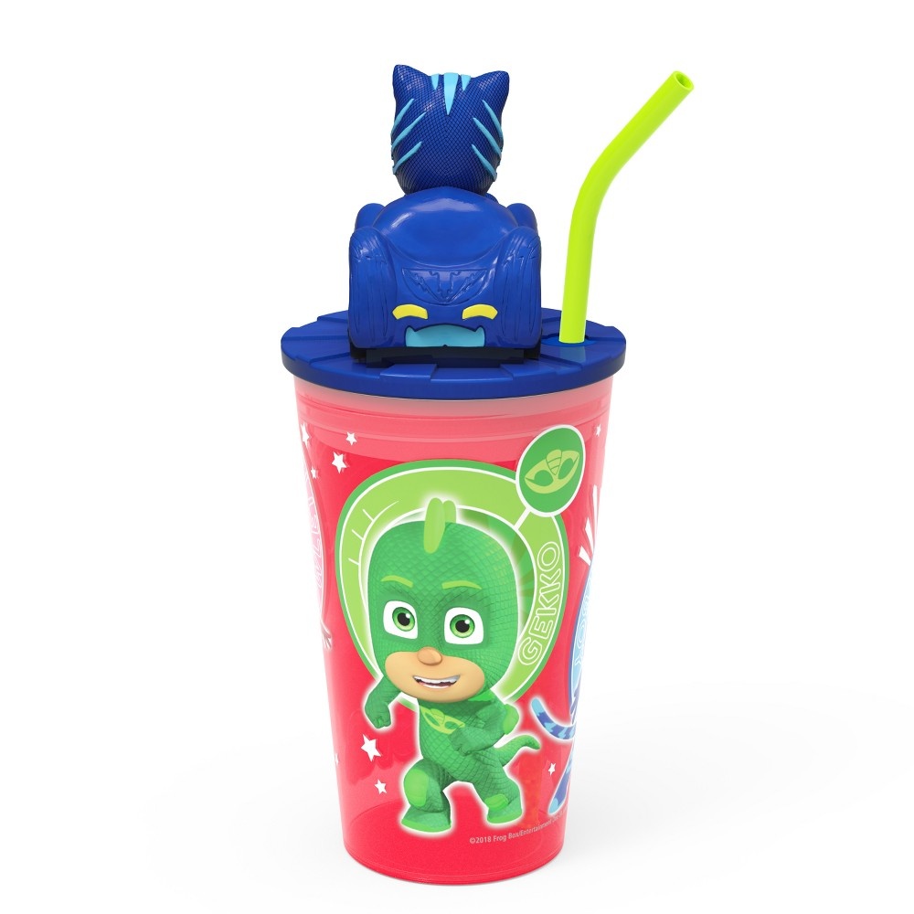 slide 3 of 5, PJ Masks Catboy Plastic Cup With Lid And Straw Red/Blue - Zak Designs, 15 oz