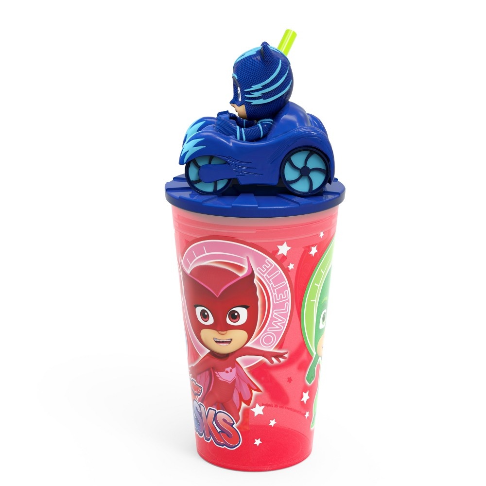 slide 4 of 5, PJ Masks Catboy Plastic Cup With Lid And Straw Red/Blue - Zak Designs, 15 oz
