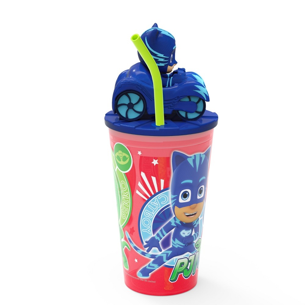 slide 5 of 5, PJ Masks Catboy Plastic Cup With Lid And Straw Red/Blue - Zak Designs, 15 oz