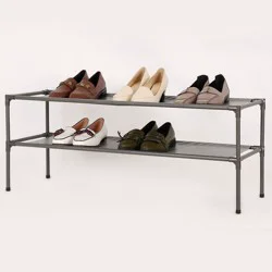 2-Tier Fabric Shoe Rack - Room Essentials™: Freestanding Shoe Organizer, Holds 8 Pairs, Steel Frame, Dark Gray