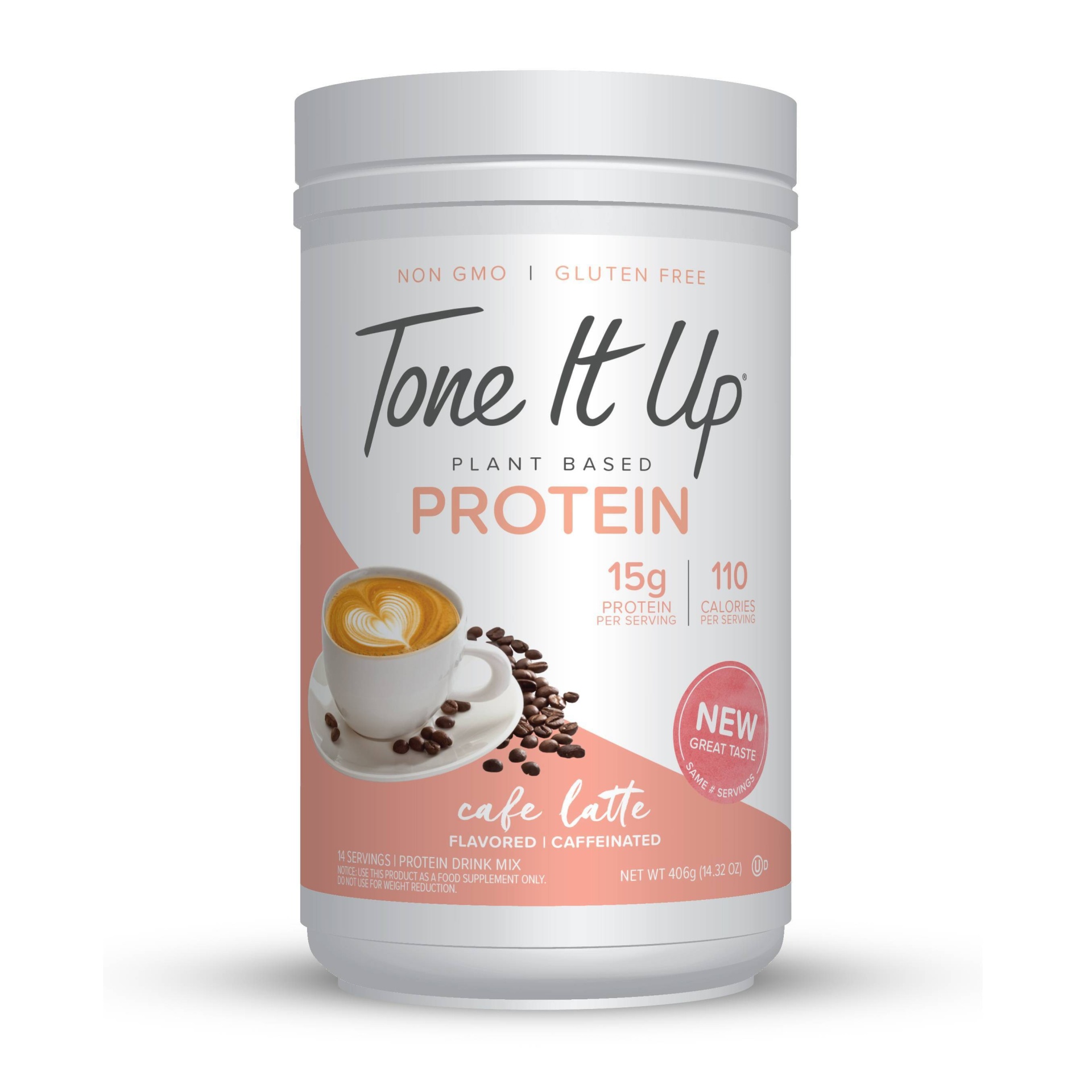 slide 1 of 2, Tone It Up Plant Based Protein Powder Cafe Latte, 11.36 oz