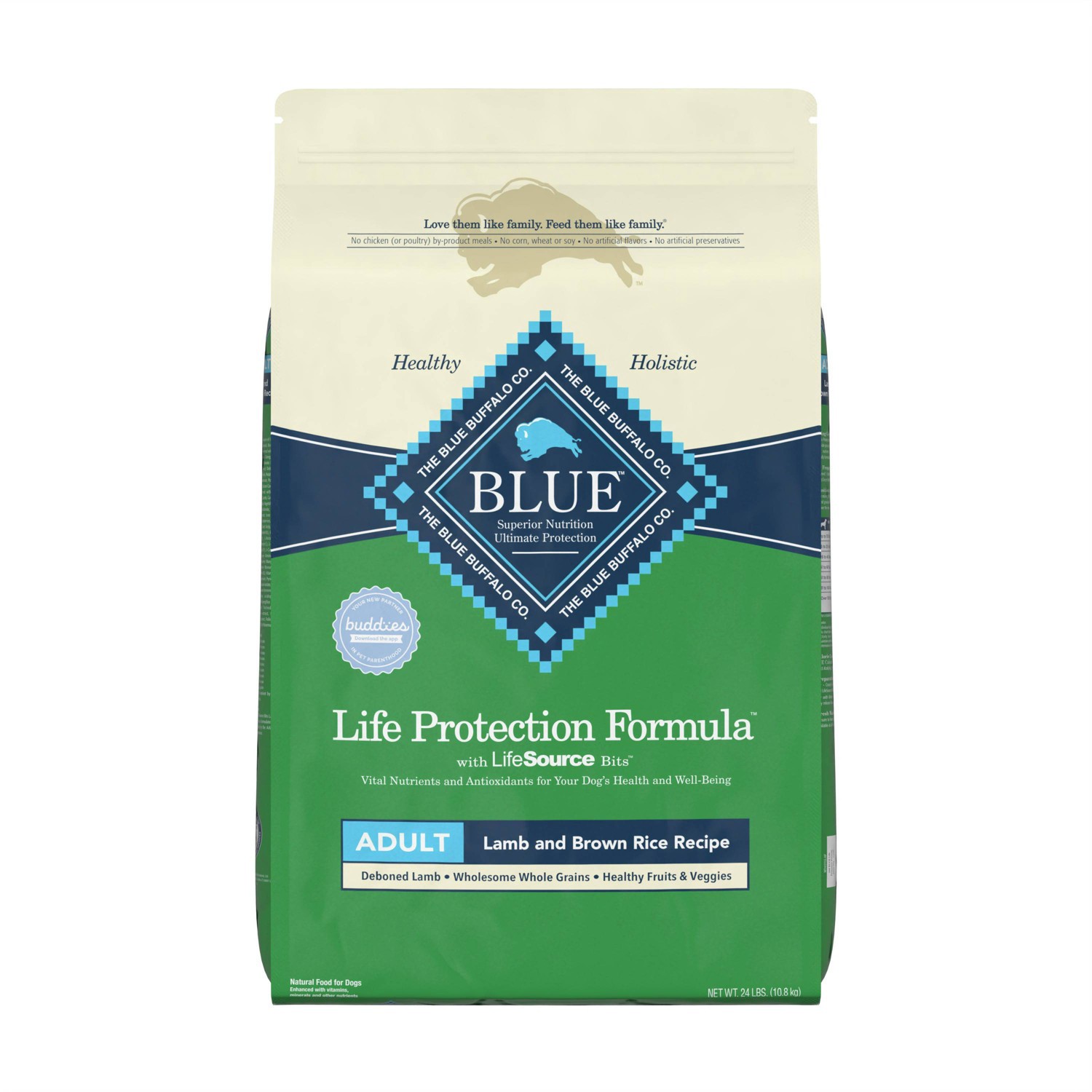 slide 1 of 9, Blue Buffalo Life Protection Formula Natural Adult Dry Dog Food with Lamb and Brown Rice - 24lbs, 24 lb