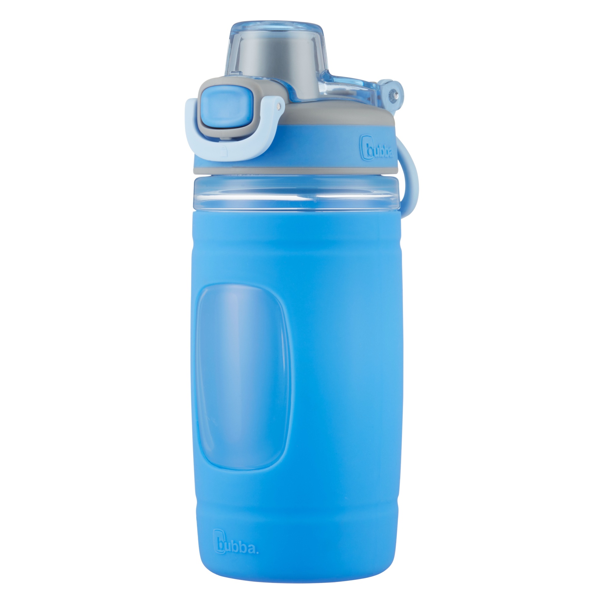 slide 1 of 6, Bubba 16oz Flo Plastic Kids Water Bottle with Silicone Sleeve Blue and Gray, 1 ct