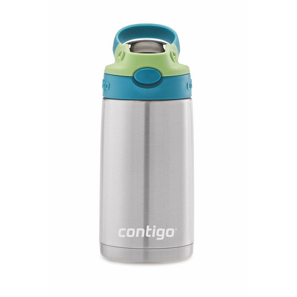 slide 2 of 5, Contigo Autospout Stainless Steel Kids Straw Water Bottle - Blue/Green, 13 oz