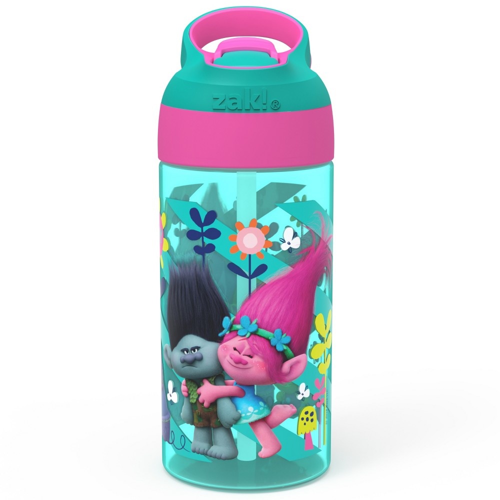slide 2 of 3, Trolls 17.5oz Plastic Water Bottle Blue/Pink - Zak Designs, 17.5 oz