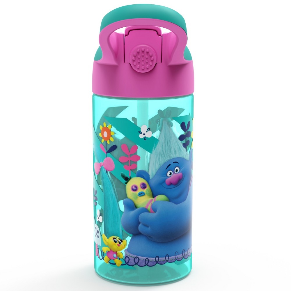 slide 3 of 3, Trolls 17.5oz Plastic Water Bottle Blue/Pink - Zak Designs, 17.5 oz
