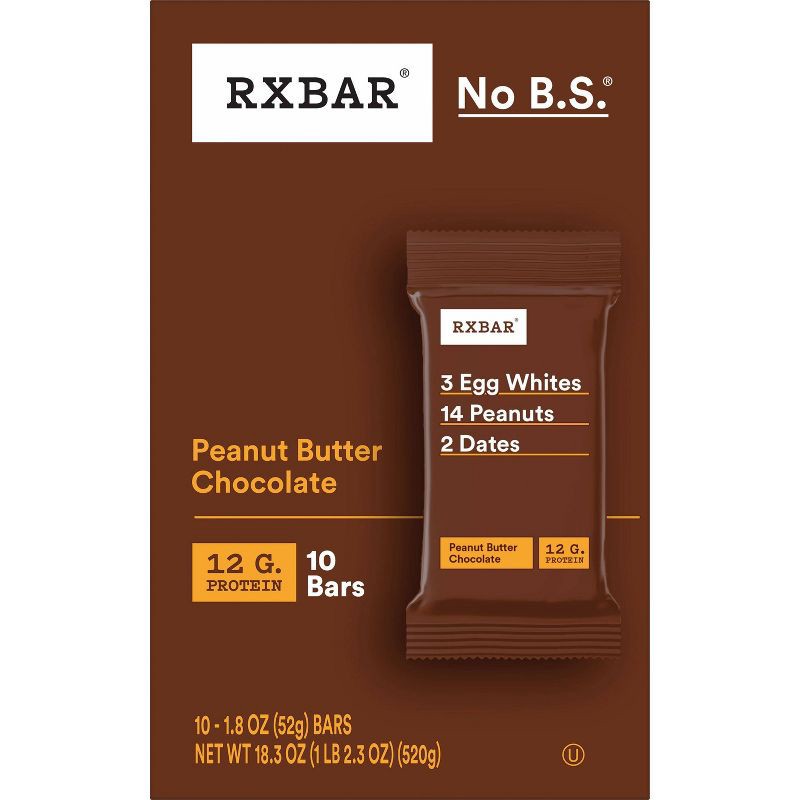 slide 2 of 13, RXBAR Chocolate Peanut Butter Nutrition Bars - 18.3oz/10pk, 18.3 oz, 10 ct