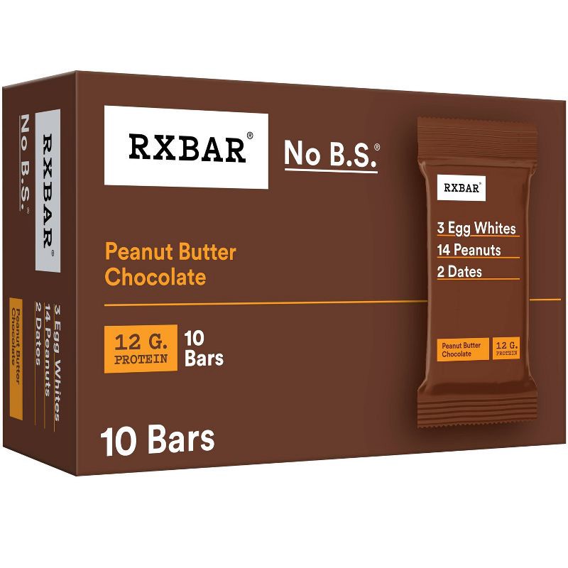 slide 1 of 13, RXBAR Chocolate Peanut Butter Nutrition Bars - 18.3oz/10pk, 18.3 oz, 10 ct