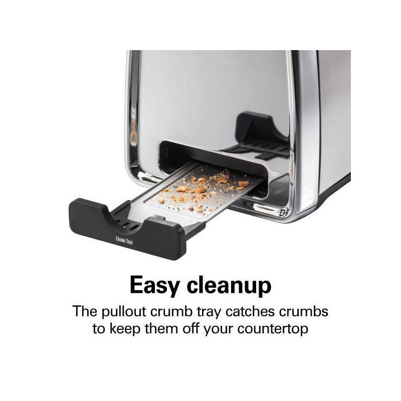 slide 3 of 8, Hamilton Beach Modern Chrome 2-Slice Toaster - 22785: Stainless Steel, Bagel & Defrost Options, Extra Wide Slots, 1 ct