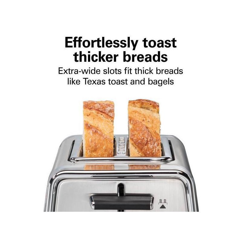 slide 5 of 8, Hamilton Beach Modern Chrome 2-Slice Toaster - 22785: Stainless Steel, Bagel & Defrost Options, Extra Wide Slots, 1 ct