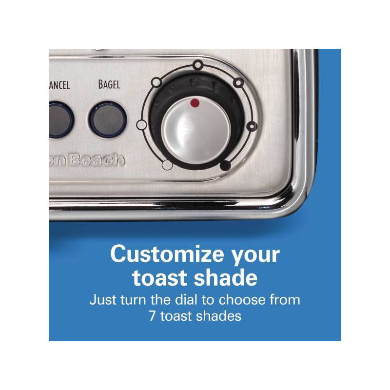 slide 8 of 8, Hamilton Beach Modern Chrome 2-Slice Toaster - 22785: Stainless Steel, Bagel & Defrost Options, Extra Wide Slots, 1 ct