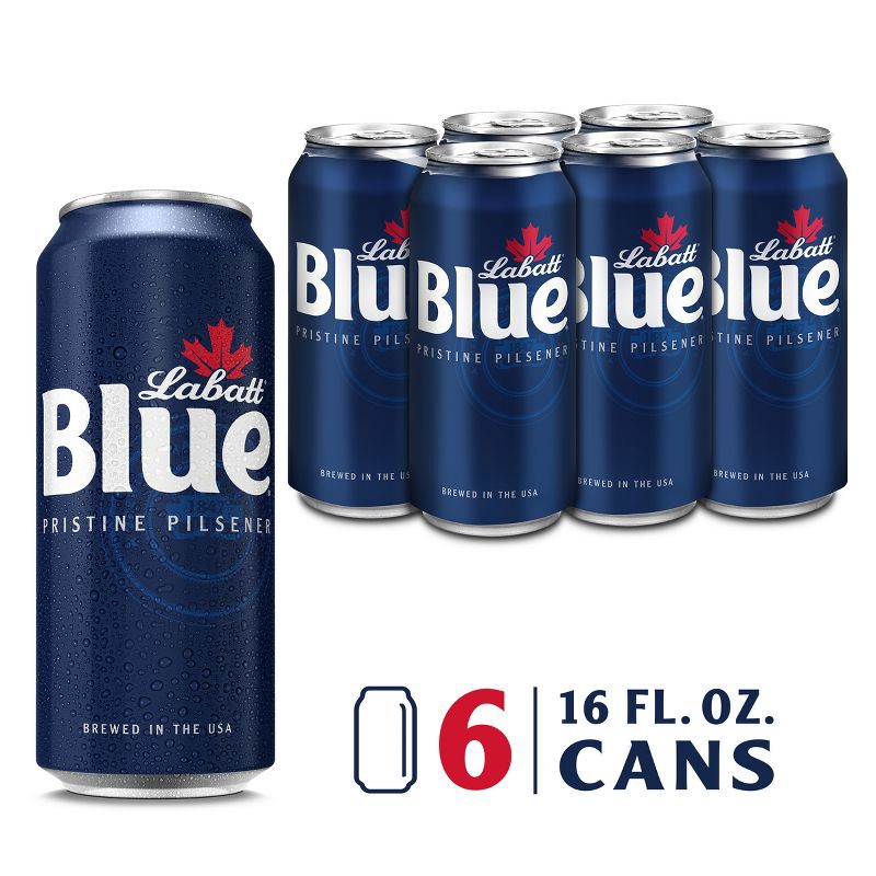 slide 2 of 11, Labatt Blue Canadian Pilsener Beer - 6pk/16 fl oz Cans, 6 ct; 16 fl oz