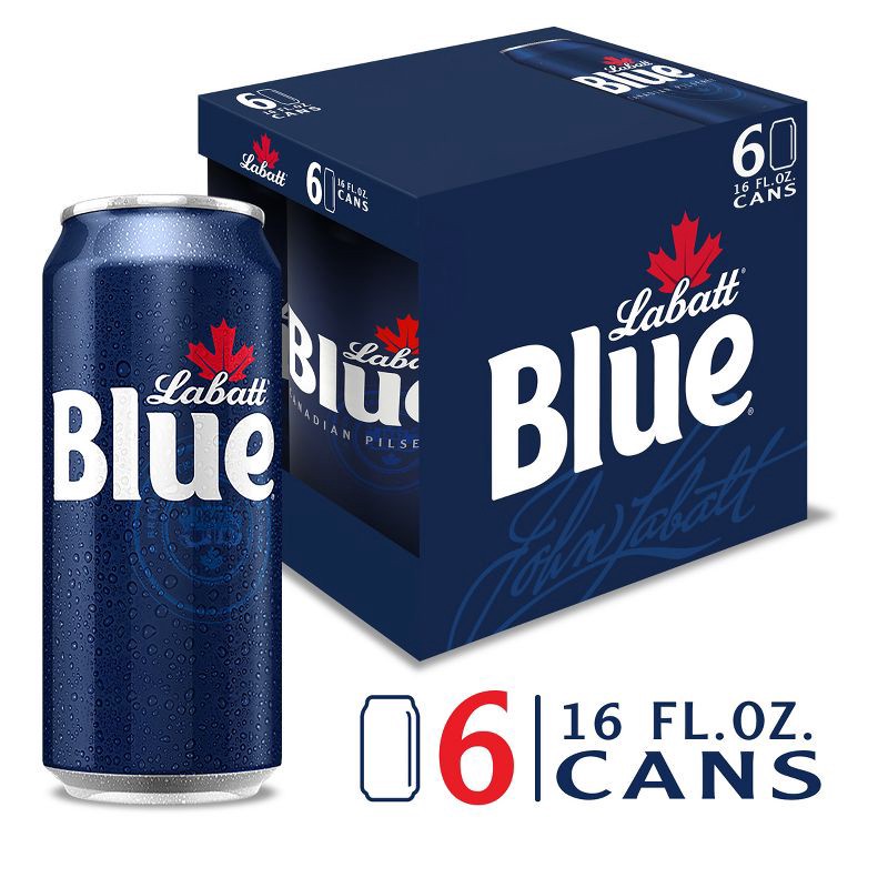 slide 3 of 11, Labatt Blue Canadian Pilsener Beer - 6pk/16 fl oz Cans, 6 ct; 16 fl oz