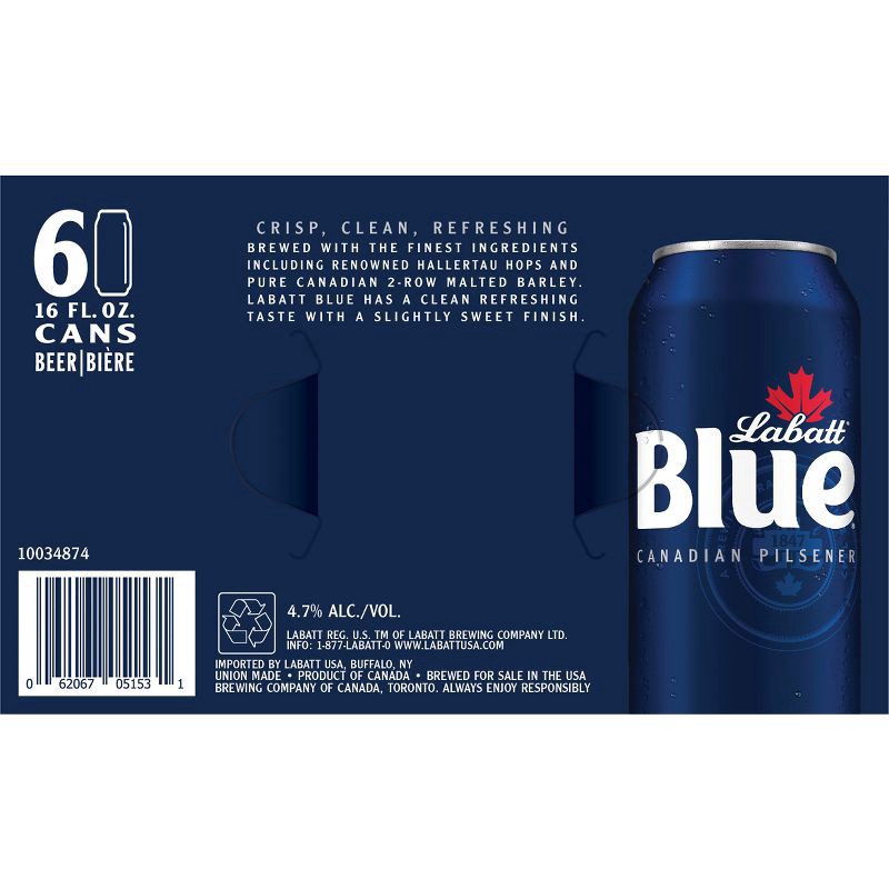 slide 5 of 11, Labatt Blue Canadian Pilsener Beer - 6pk/16 fl oz Cans, 6 ct; 16 fl oz
