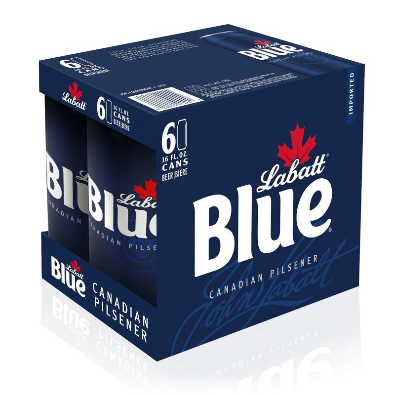 slide 9 of 11, Labatt Blue Canadian Pilsener Beer - 6pk/16 fl oz Cans, 6 ct; 16 fl oz