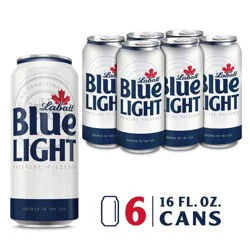 Labatt Blue Light Canadian Pilsener Beer - 6pk/16 fl oz Cans