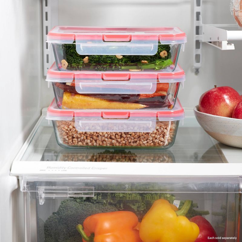 slide 4 of 8, Pyrex 10pc FreshLock Glass Storage Set: Heat & Break-Resistant, Microwave & Dishwasher Safe, Glass Containers with Lids, 10 ct