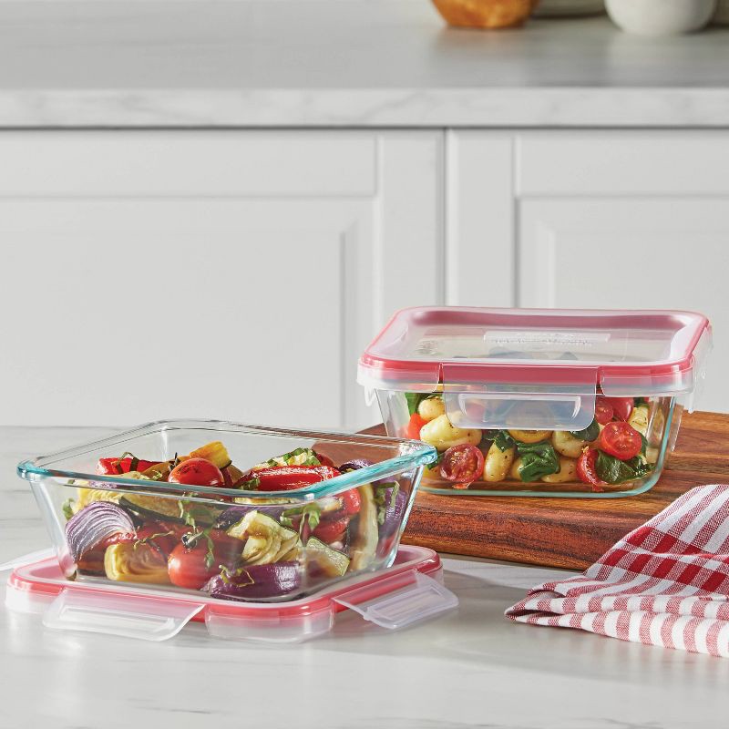 slide 6 of 8, Pyrex 10pc FreshLock Glass Storage Set: Heat & Break-Resistant, Microwave & Dishwasher Safe, Glass Containers with Lids, 10 ct