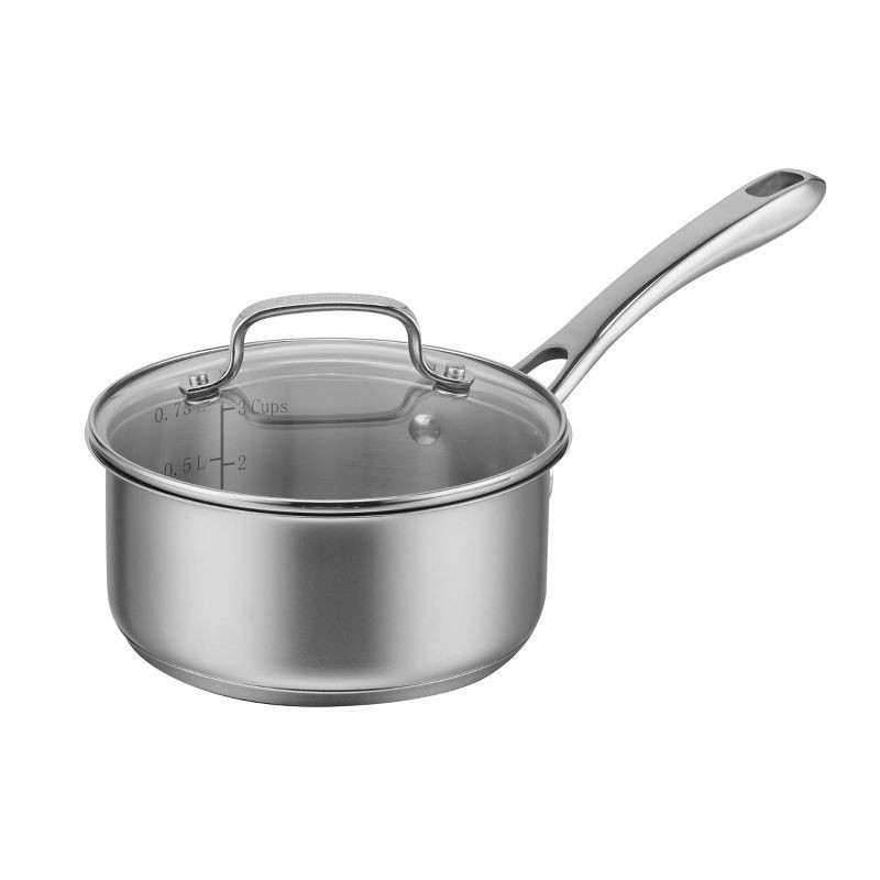 slide 1 of 4, Cuisinart Classic 1qt Stainless Steel Saucepan with Cover - 8319-14: Small Pot, Tempered Glass Lid, Even-Heating, Dishwasher-Safe, 1 qt