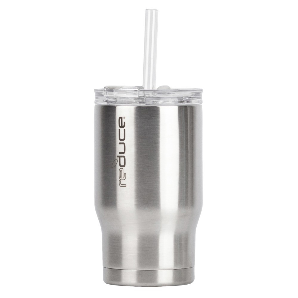 slide 2 of 6, Reduce 14oz Stainless Steel Tumbler With Lid And Straw Silver, 14 oz