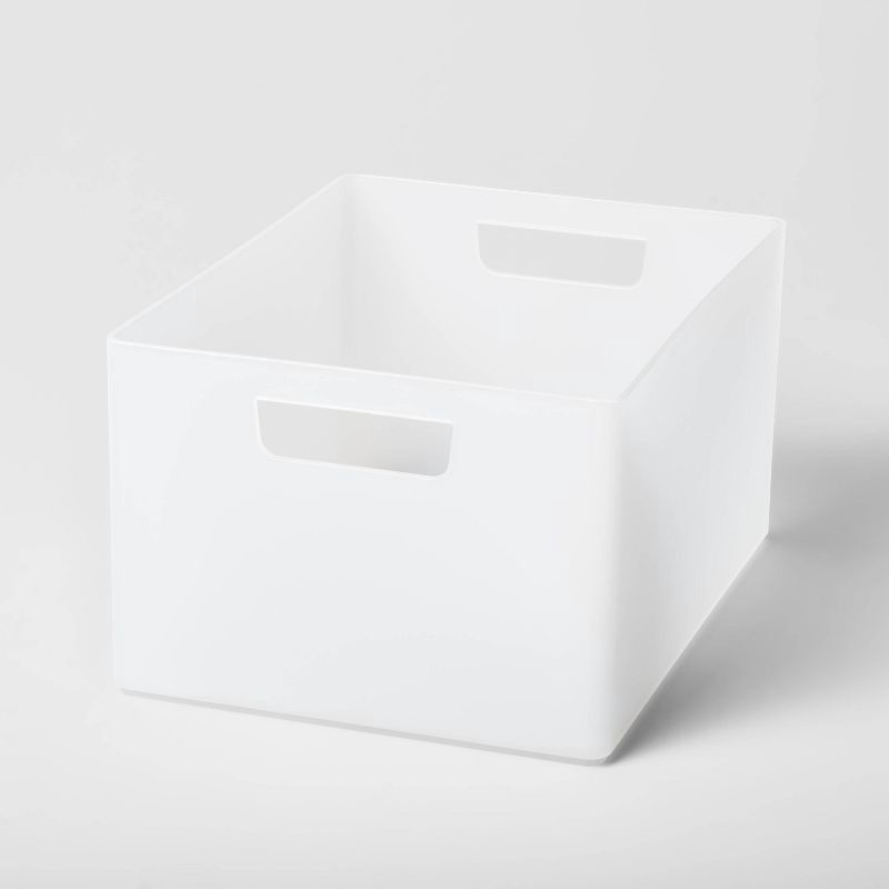 slide 1 of 6, Extra Large 12" x 9" x 6.5" Plastic Bathroom Organizer Bin with Handles Clear - Brightroom™, 1 ct