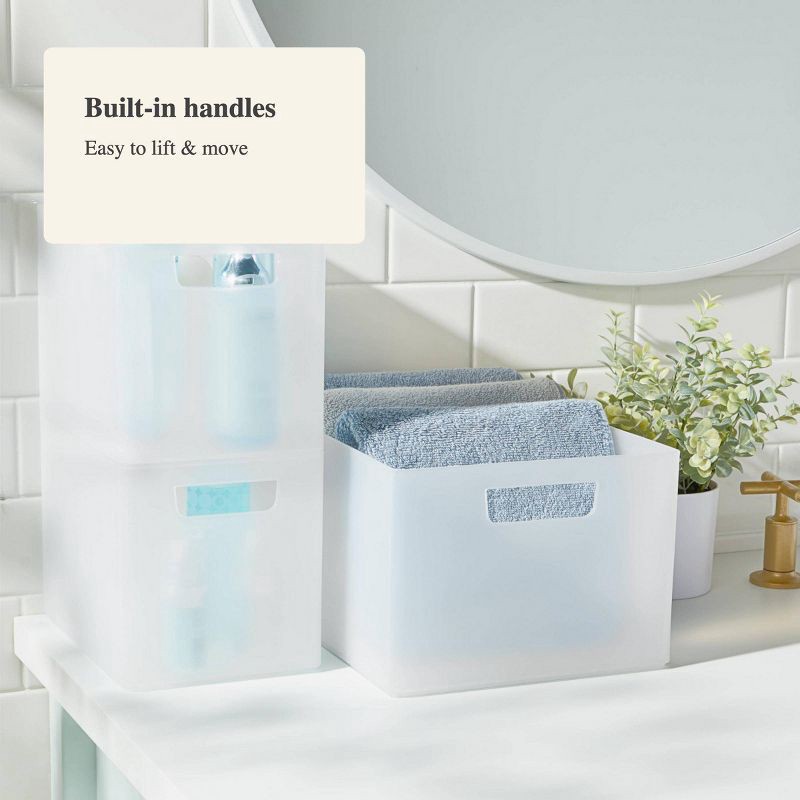 slide 4 of 7, Extra Large 12" x 9" x 6.5" Plastic Bathroom Organizer Bin with Handles White Frozen - Brightroom™, 1 ct