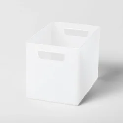 Large 9" x 6" x 6.5" Bathroom Organizer Bin with Handles White Frozen - Brightroom™: Polypropylene Storage Solution