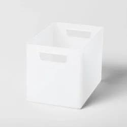 Large 9" x 6" x 6.5" Bathroom Organizer Bin with Handles White Frozen - Brightroom™: Polypropylene Storage Solution