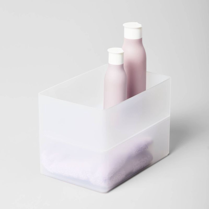 slide 4 of 6, Large Plastic Bathroom Tray Clear - Brightroom™: Organizer Bin, Small Polypropylene Tray, Spot Clean, 9"x6"x3.25", 1 ct