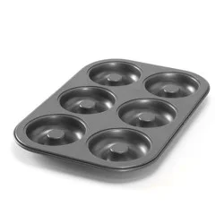 Nordic Ware Silver Donut Pan: Nonstick Carbon Steel Doughnut Mold, Oven-Safe Baking Tray, Hand Wash, 5-Year Warranty