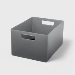 Extra Large 12" x 9" x 6.5" Plastic Bathroom Organizer Bin with Handles Gray - Brightroom™: Storage Bin, Polypropylene