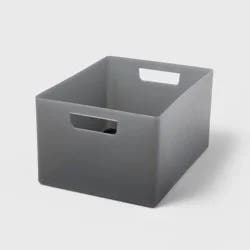 Extra Large 12" x 9" x 6.5" Plastic Bathroom Organizer Bin with Handles Gray - Brightroom™: Storage Bin, Polypropylene