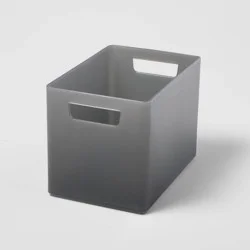 Large 9" x 6" x 6.5" Bathroom Organizer Bin with Handles Gray - Brightroom™: Polypropylene Storage Solution