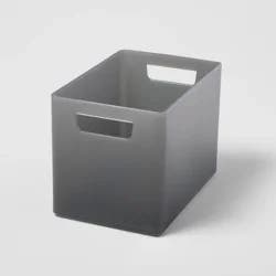 Large 9" x 6" x 6.5" Bathroom Organizer Bin with Handles Gray - Brightroom™: Polypropylene Storage Solution