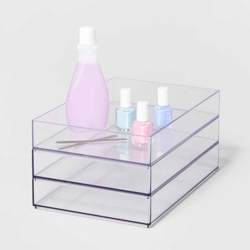 slide 4 of 7, Large 12" x 8" x 2" Plastic Organizer Tray Clear - Brightroom™: Bathroom Acrylic Organizer Bin, 1 ct