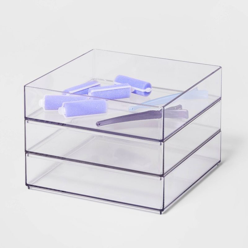 slide 4 of 5, Medium 8" x 8" x 2" Plastic Organizer Tray Clear - Brightroom™, 1 ct