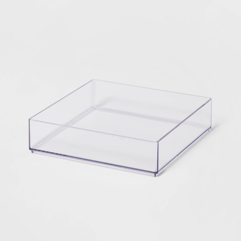 slide 1 of 5, Medium 8" x 8" x 2" Plastic Organizer Tray Clear - Brightroom™, 1 ct