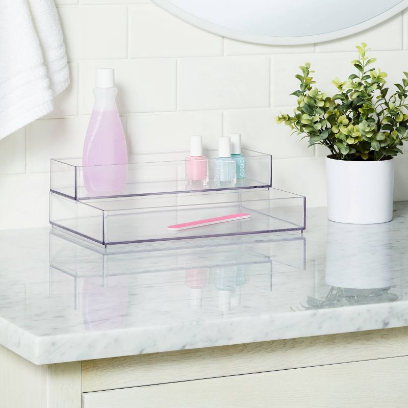 slide 2 of 6, Medium 12" x 4" x 2" Plastic Organizer Tray Clear - Brightroom™, 1 ct