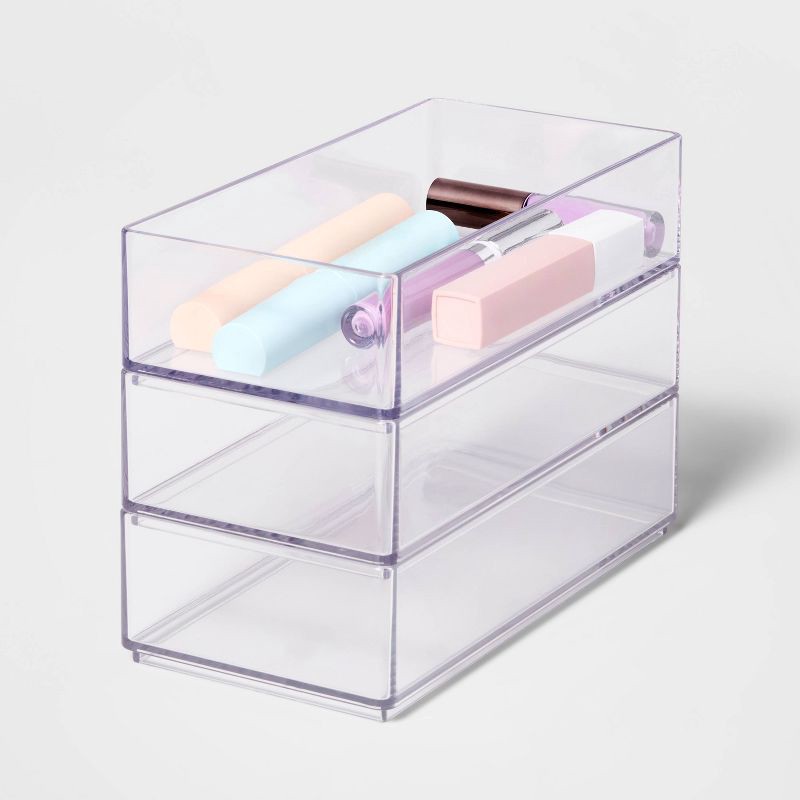 slide 4 of 6, Small 8" x 4" x 2" Plastic Organizer Tray Clear - Brightroom™, 1 ct