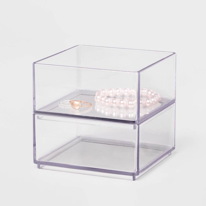 slide 4 of 6, Small 4" x 4" x 2" Plastic Organizer Tray Clear - Brightroom™, 1 ct